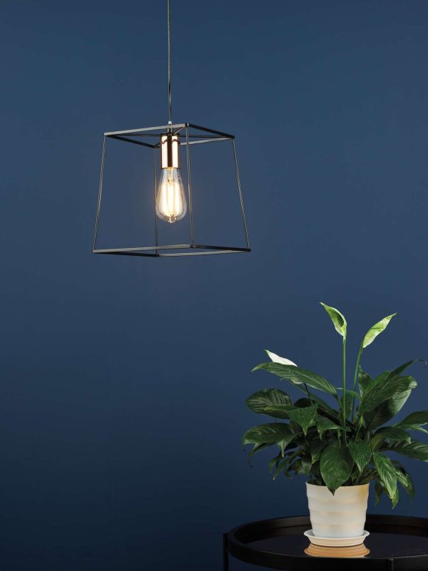 Tower 1 Light Single Pendant Matt Black Copper - Image 4