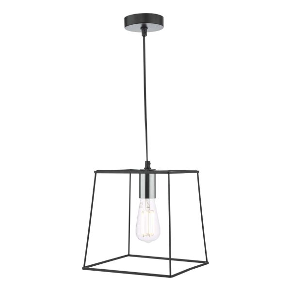 Tower 1 Light Single Pendant Matt Black Polished Chrome