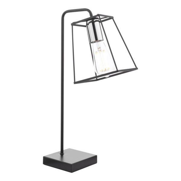 Tower Table Lamp Matt Black and Polished Chrome