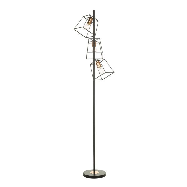 Tower 3 Light Floor Lamp Matt Black Copper - Image 3