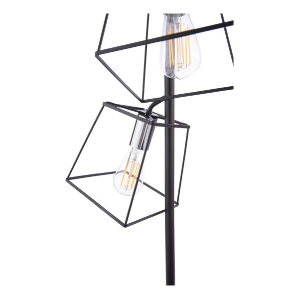 Tower 3 Light Floor Lamp Matt Black and Polished Chrome - Image 4