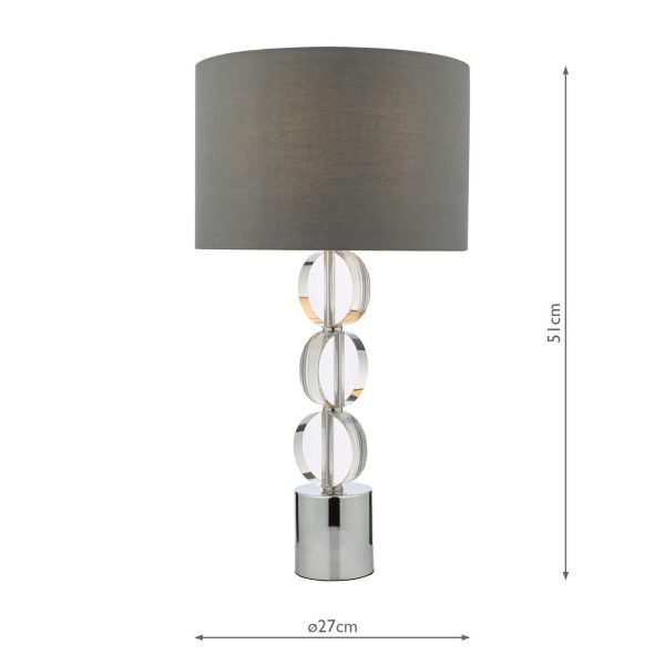 Tuke Touch Table Lamp Polished Chrome Crystal With Shade - Image 4