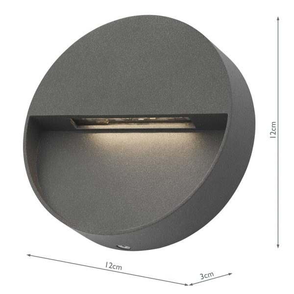 Ugo Outdoor Wall Light Round Eyelid Anthracite IP65 LED - Image 4