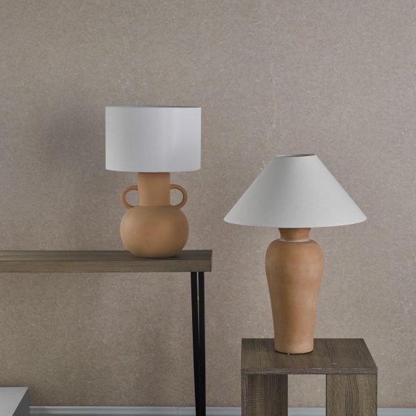 Urn Ceramic Table Lamp Terracotta With Shade - Image 11