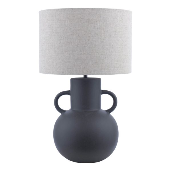 Urn Ceramic Table Lamp Black With Shade - Image 2