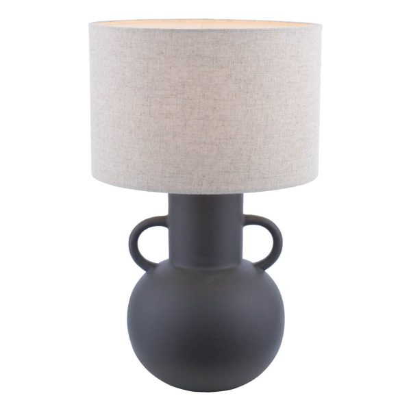 Urn Ceramic Table Lamp Black With Shade - Image 3