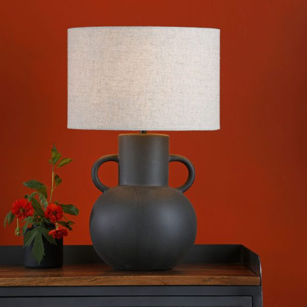 Urn Ceramic Table Lamp Black With Shade - Image 7