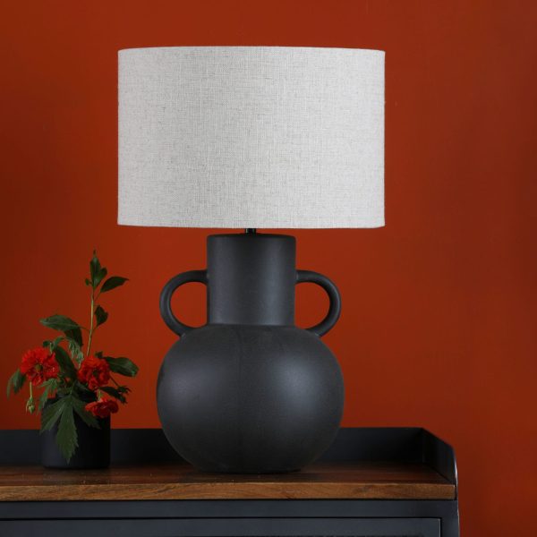 Urn Ceramic Table Lamp Black With Shade - Image 8