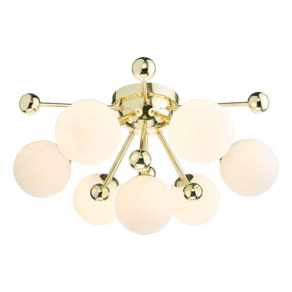 Ursa 7 Light Flush Polished Gold and Opal Glass