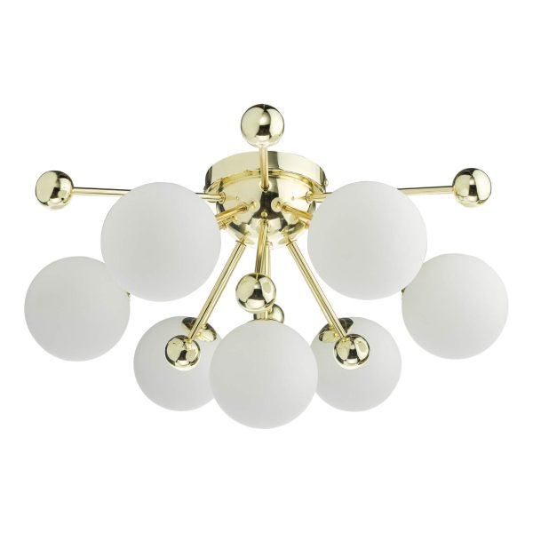 Ursa 7 Light Flush Polished Gold and Opal Glass - Image 2