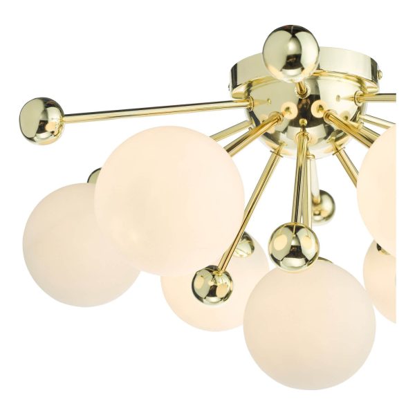 Ursa 7 Light Flush Polished Gold and Opal Glass - Image 3