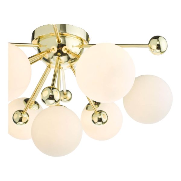 Ursa 7 Light Flush Polished Gold and Opal Glass - Image 4