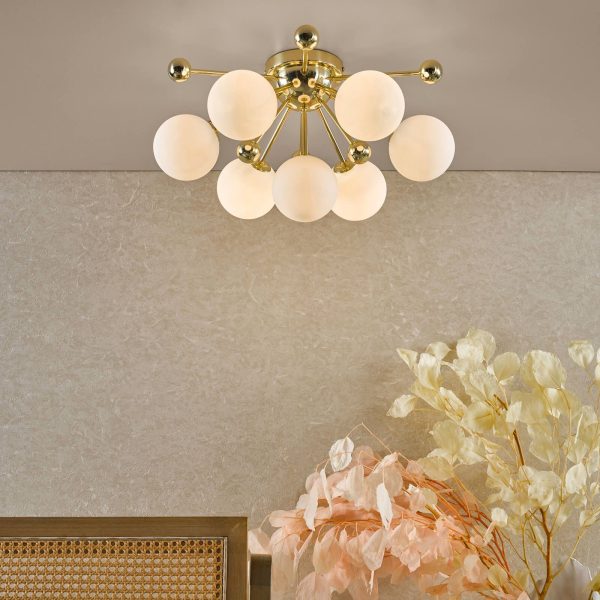 Ursa 7 Light Flush Polished Gold and Opal Glass - Image 8