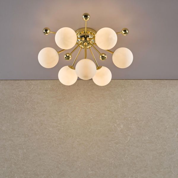 Ursa 7 Light Flush Polished Gold and Opal Glass - Image 10