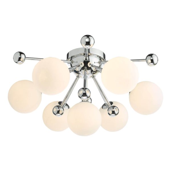 Ursa 7 Light Flush Polished Chrome and Opal Glass