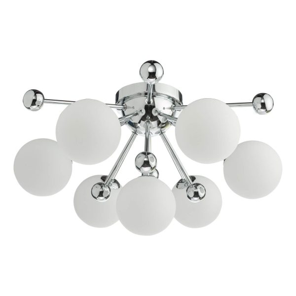 Ursa 7 Light Flush Polished Chrome and Opal Glass - Image 2