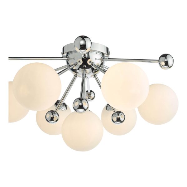 Ursa 7 Light Flush Polished Chrome and Opal Glass - Image 3