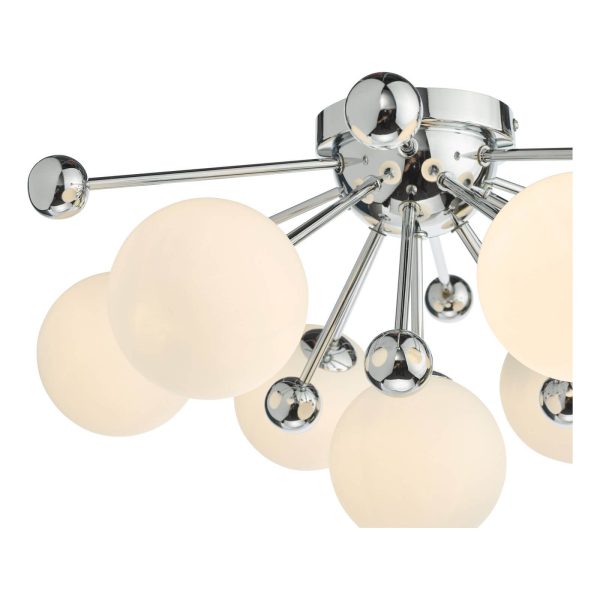 Ursa 7 Light Flush Polished Chrome and Opal Glass - Image 4