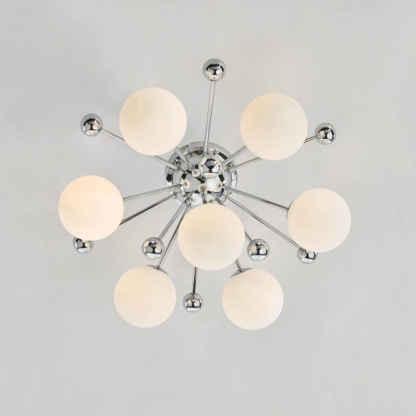 Ursa 7 Light Flush Polished Chrome and Opal Glass - Image 5