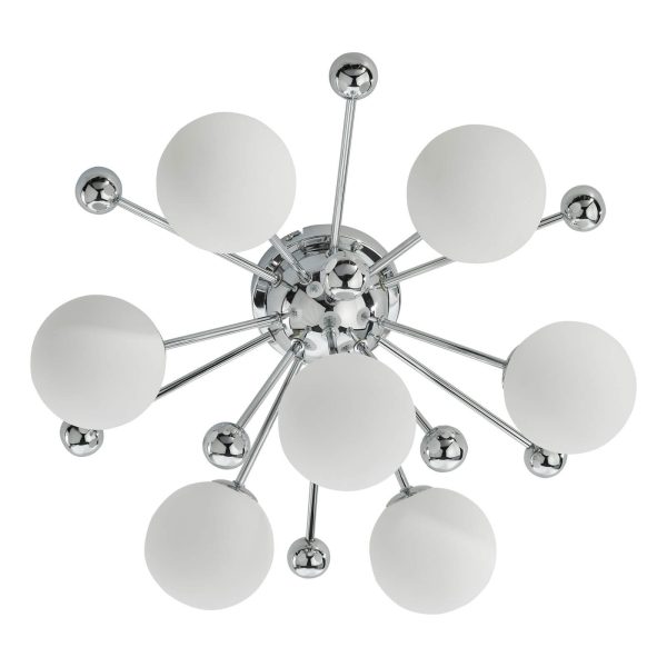 Ursa 7 Light Flush Polished Chrome and Opal Glass - Image 6