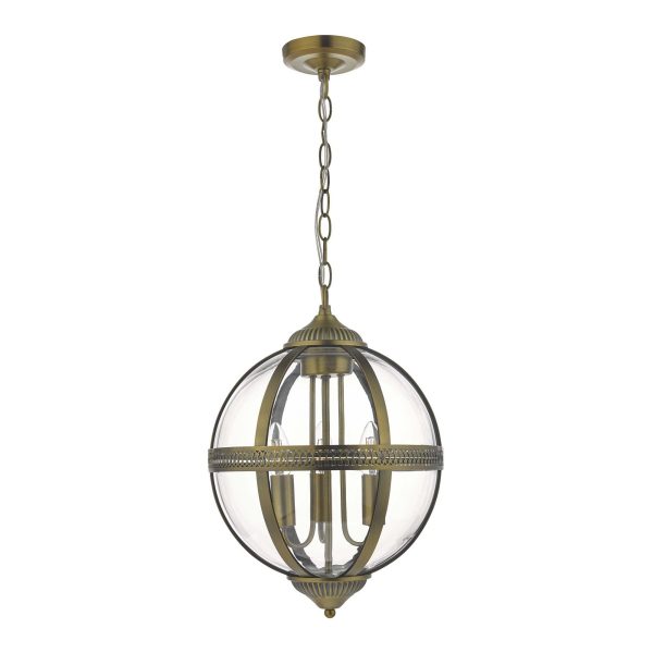 Vanessa 3 Light Pendant Antique Brass And Clear - Image 2