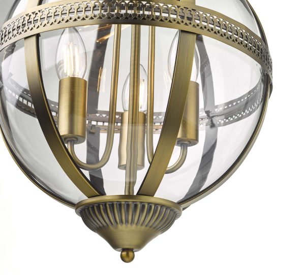 Vanessa 3 Light Pendant Antique Brass And Clear - Image 3