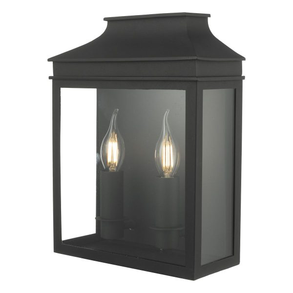 Vapour 2Lt Coach Lantern Wall Light Black IP44