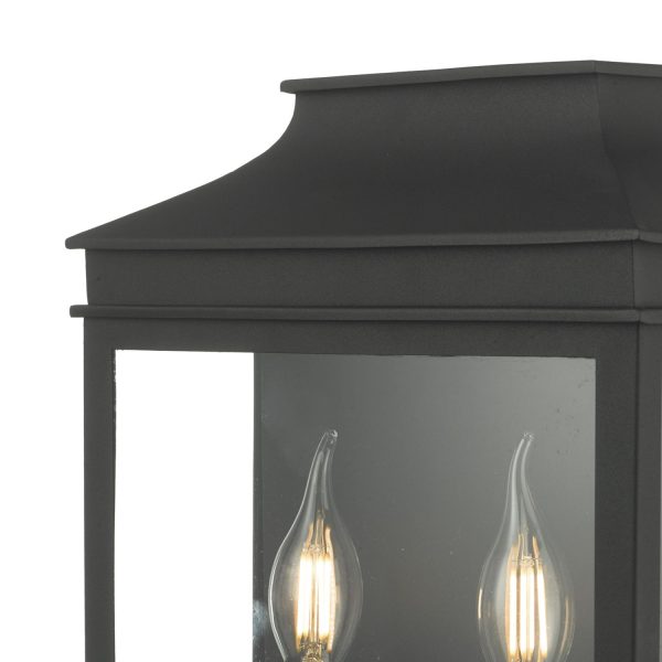 Vapour 2Lt Coach Lantern Wall Light Black IP44 - Image 3