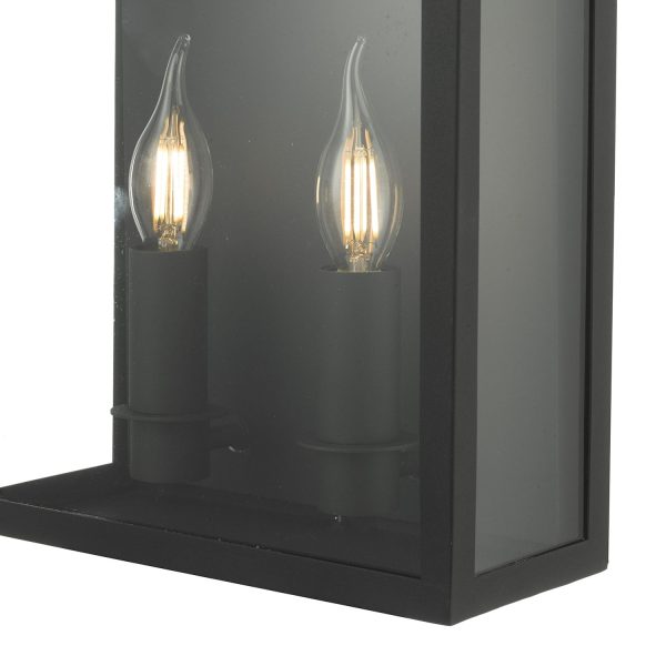 Vapour 2Lt Coach Lantern Wall Light Black IP44 - Image 2