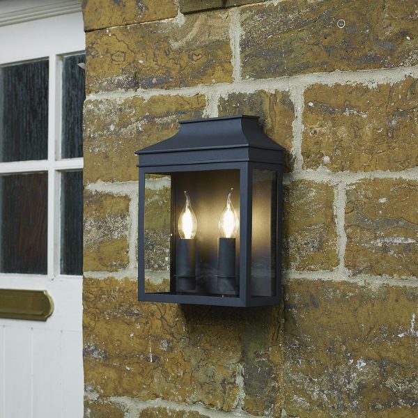 Vapour 2Lt Coach Lantern Wall Light Black IP44 - Image 4