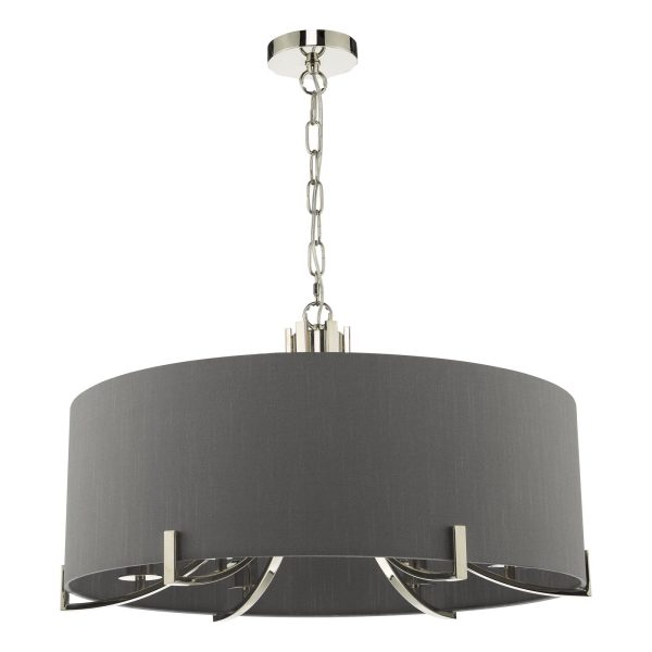 Veyron 6 Light Pendant Polished Nickel With Grey Shade - Image 2