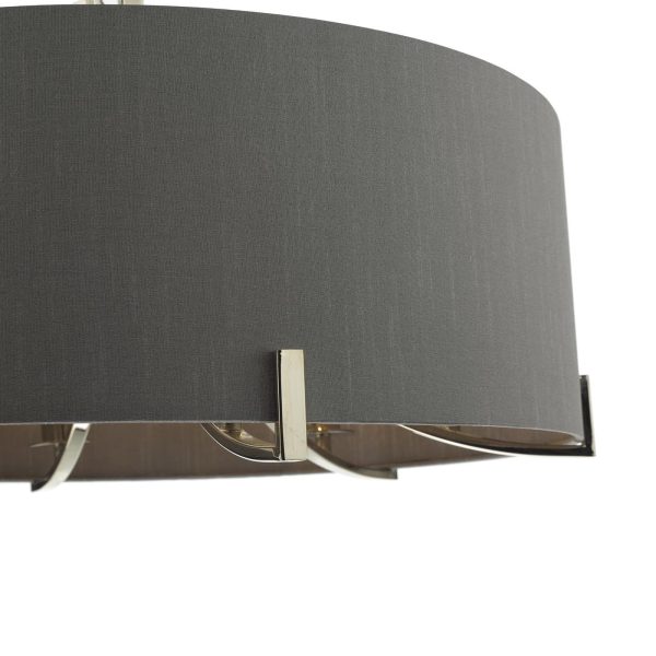 Veyron 6 Light Pendant Polished Nickel With Grey Shade - Image 4