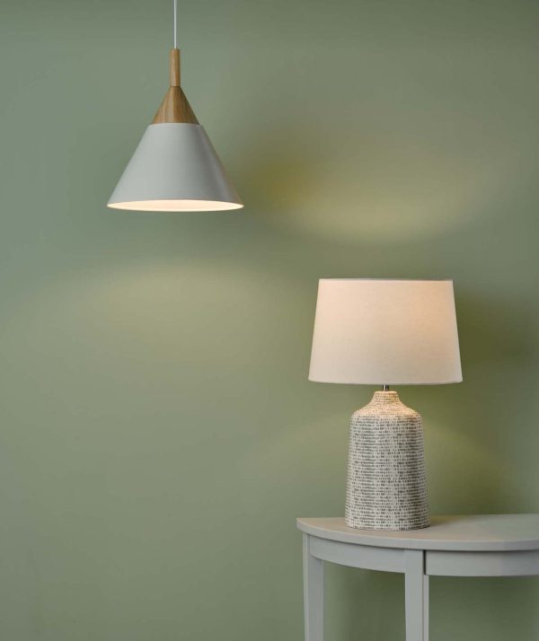 Vondra Table Lamp White & Grey With Shade - Image 3