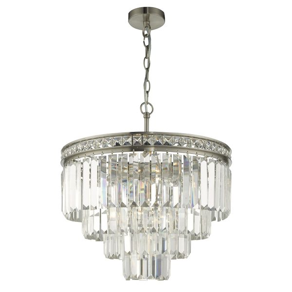 Vyana 4 Light 4 Tier Pendant Brushed Nickel and Crystal Droppers - Image 4