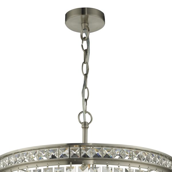 Vyana 4 Light 4 Tier Pendant Brushed Nickel and Crystal Droppers - Image 3