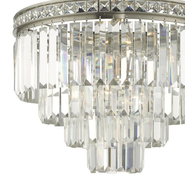 Vyana 4 Light 4 Tier Pendant Brushed Nickel and Crystal Droppers - Image 2