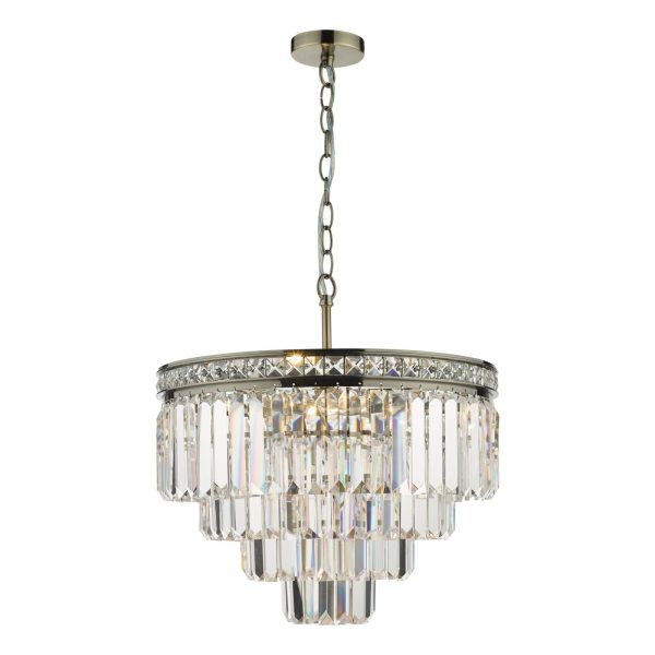 Vyana 4 Light Pendant Antique Brass Crystal