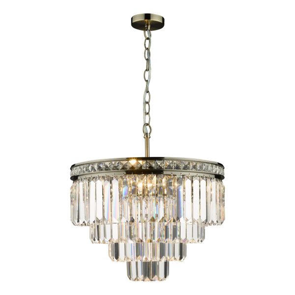 Vyana 4 Light Pendant Antique Brass Crystal - Image 8