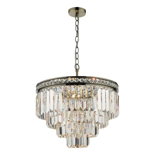 Vyana 4 Light Pendant Antique Brass Crystal - Image 9