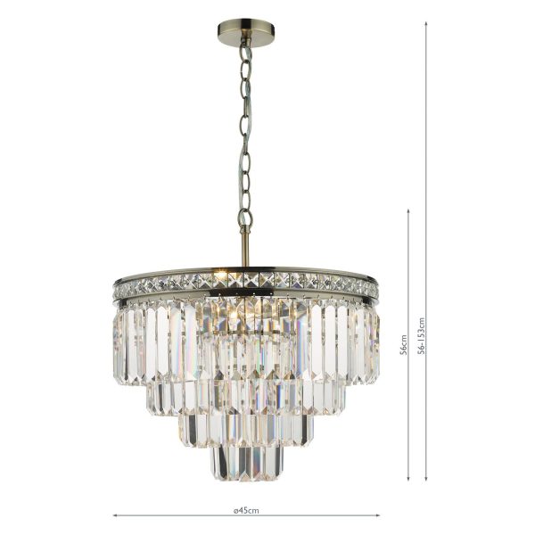 Vyana 4 Light Pendant Antique Brass Crystal - Image 11