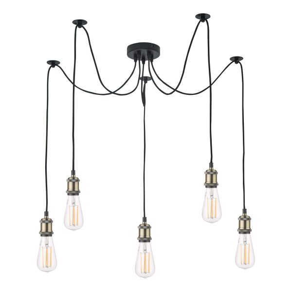 Waco 5 Light Pendant Antique Brass Matt Black - Image 2