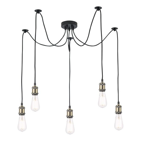 Waco 5 Light Pendant Antique Brass Matt Black - Image 3