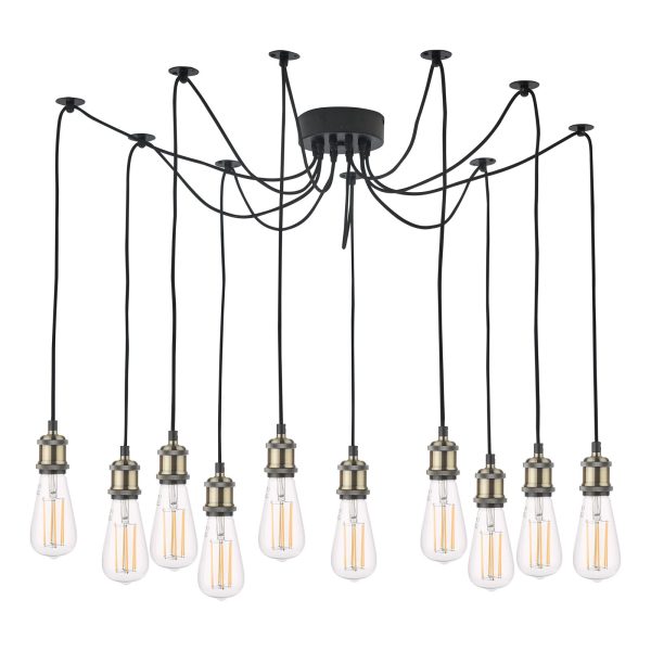 Waco 10 Light Pendant Antique Brass Matt Black - Image 2