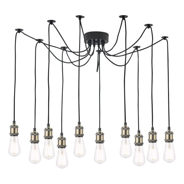 Waco 10 Light Pendant Antique Brass Matt Black - Image 4