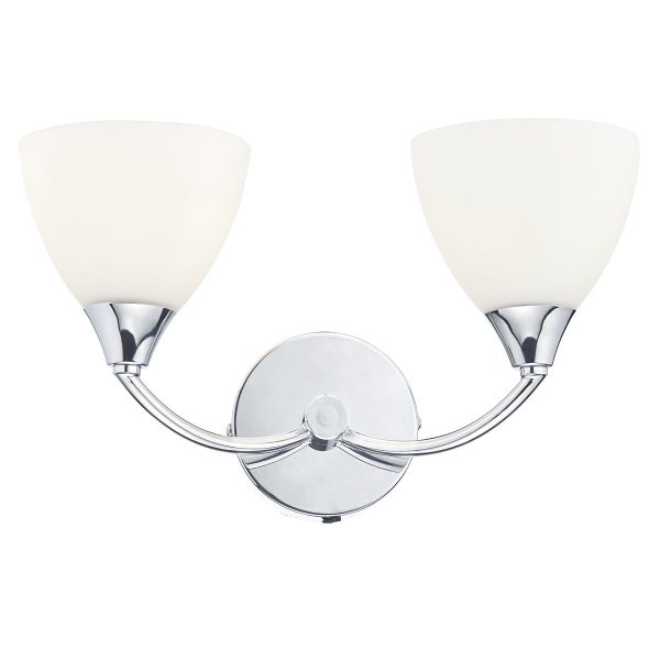 Watson 2 Light Wall Light Polished Chrome Opal Glass - Image 3