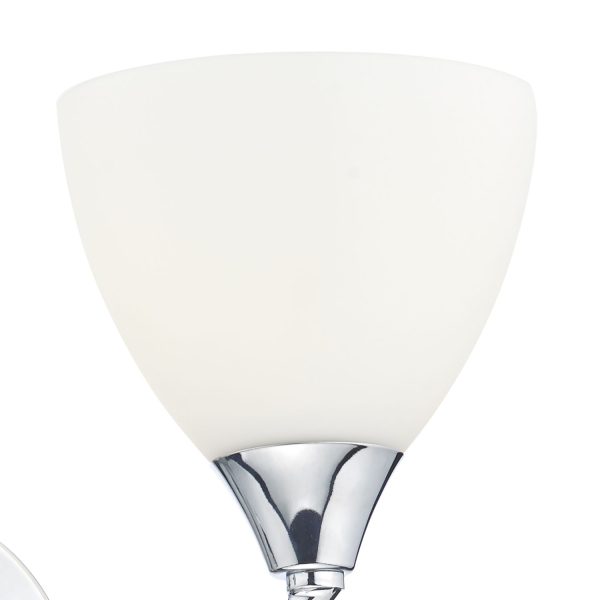 Watson 2 Light Wall Light Polished Chrome Opal Glass - Image 2