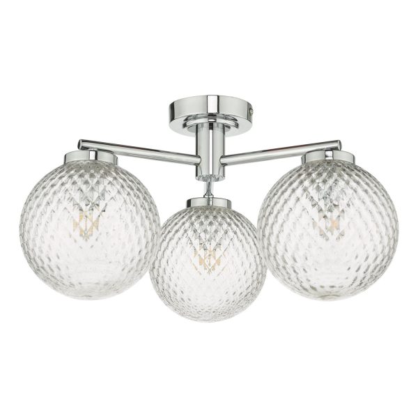 Wayne 3 Light Semi Flush Polished Chrome Glass IP44 - Image 2