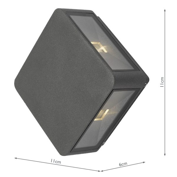 Weiss 4 Light Wall Light Square Anthracite IP65 LED - Image 6