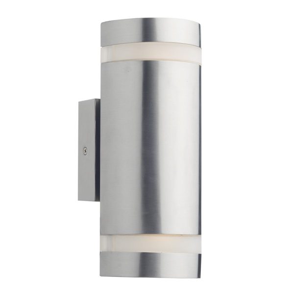 Wessex 2 Light Cylinder Stainless Steel Wall Bracket LED IP44 - Image 2