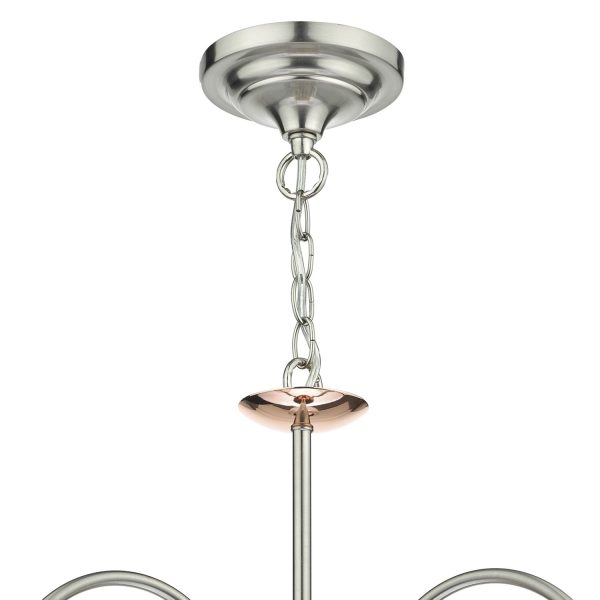 Wharfdale 3lt Pendant Satin Chrome Copper detail Glass shades - Image 3